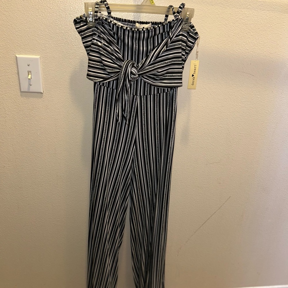 Black and White Striped Jumpsuit